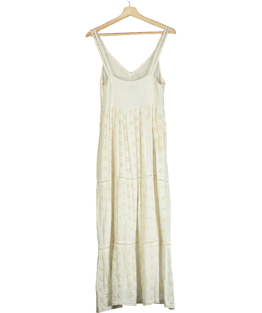 Positano Cream White Embroided Long Dress UK M/L