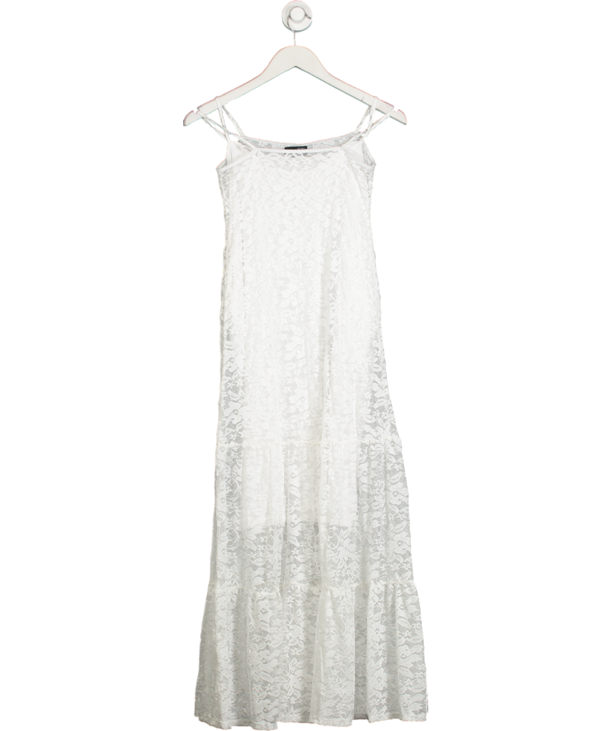 ASOS White Strappy Lace Floral Maxi Dress UK S