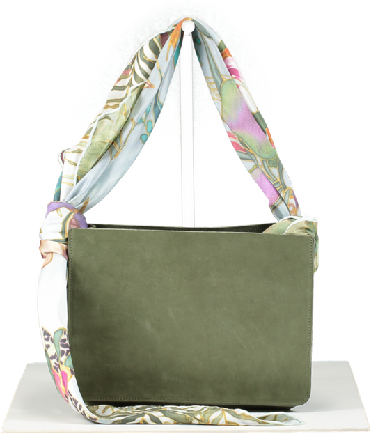 Montunas Green Leather Guaria Bag With Scarf Handle