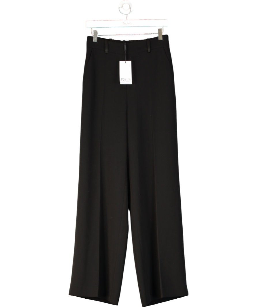 THE FOLD Black Clever Crepe Adelaide Wide-leg Trousers UK 8