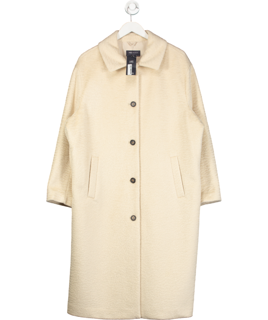 M&S Cream Collection Brushed Textured Car Coat UK 20