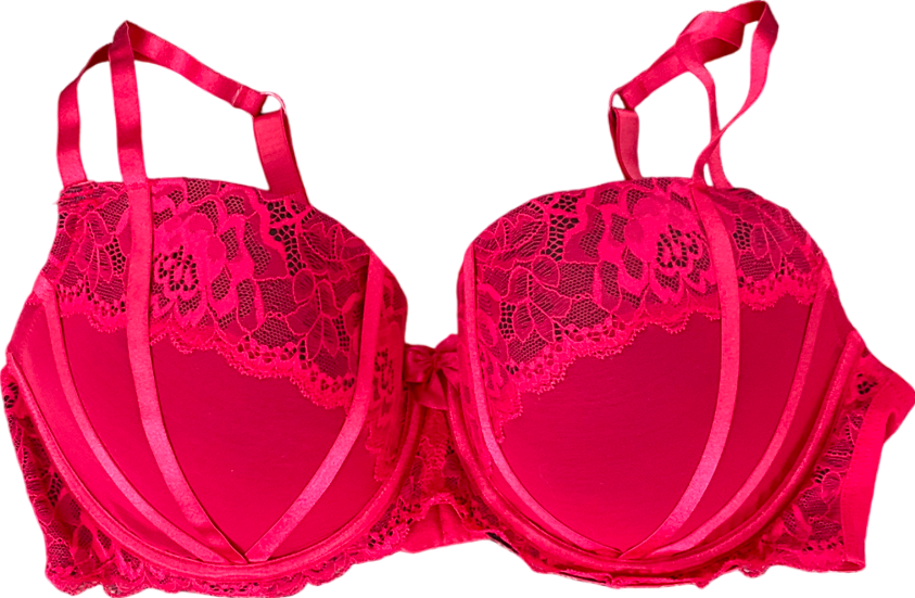 Pour Moi Red India Eyelash Lace Underwired Balconette Bra UK 36F