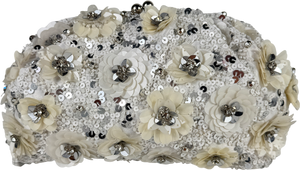 Monsoon White Mia Floral Embellished Clutch Bag