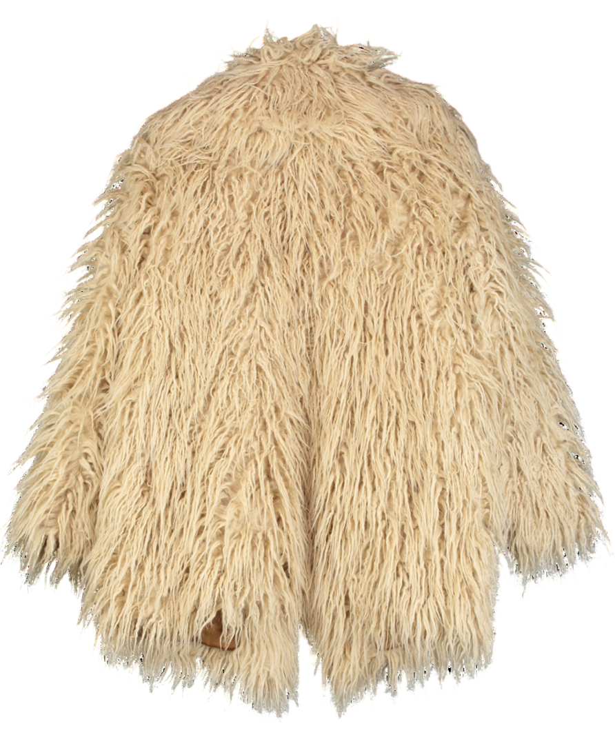 Superdry Beige Mid Length Faux Fur Coat UK 16