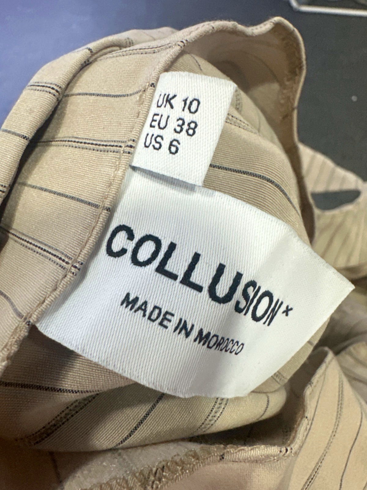 Collusion Beige Striped Corset Top UK 10