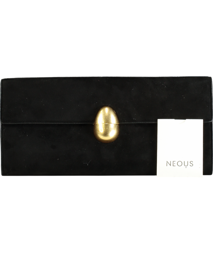 Neous Black Phoenix Suede Clutch with gold Hardware