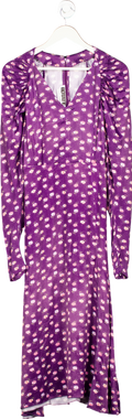 ROTATE Purple Clair Pansy print midi Dress DK40 UK 12