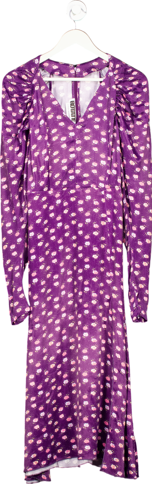 ROTATE Purple Clair Pansy print midi Dress DK40 UK 12