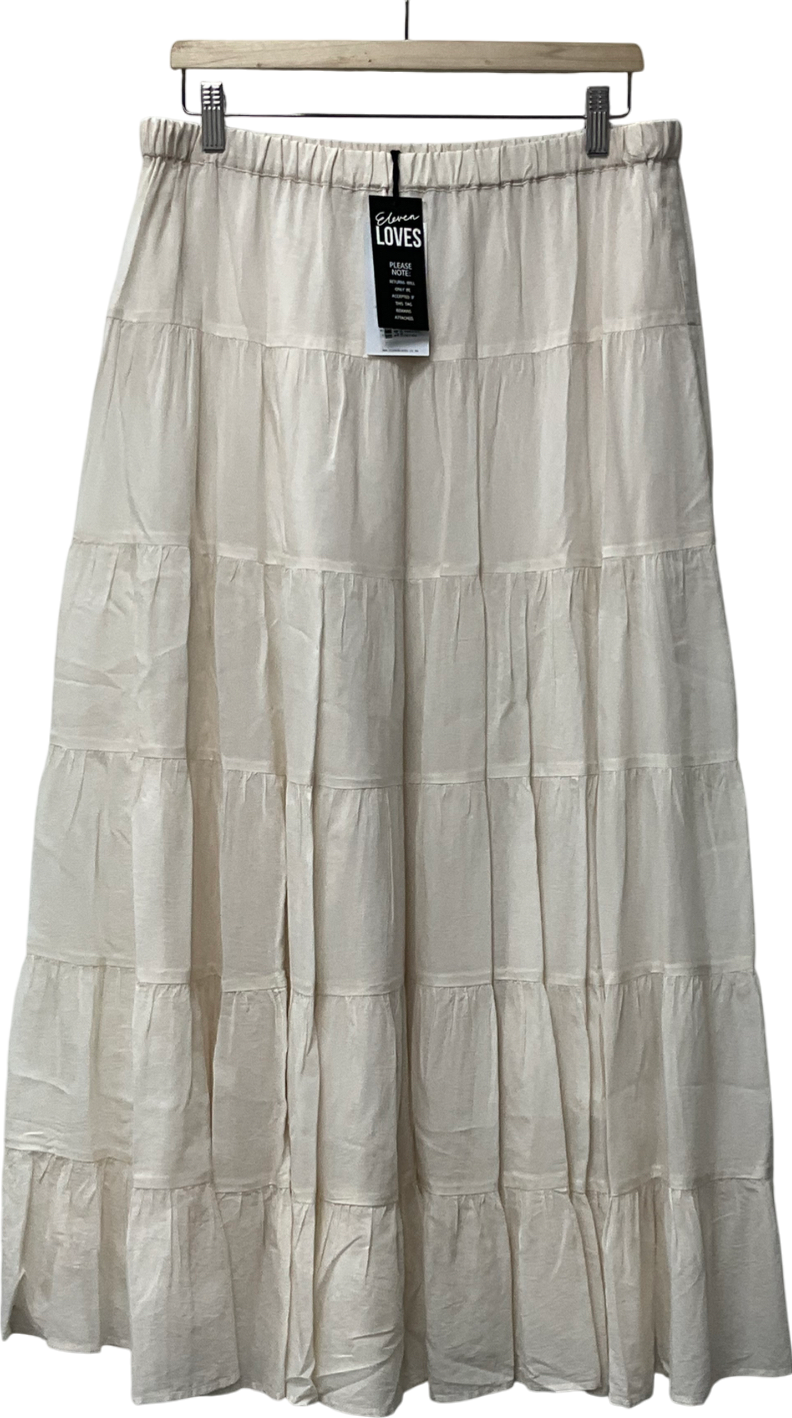 Eleven Loves White Tia Tiered Skirt (ivory) UK M/L