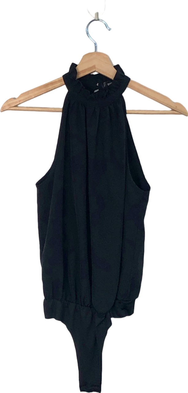 Missguided Black Sleeveless Halter Neck Bodysuit UK 6