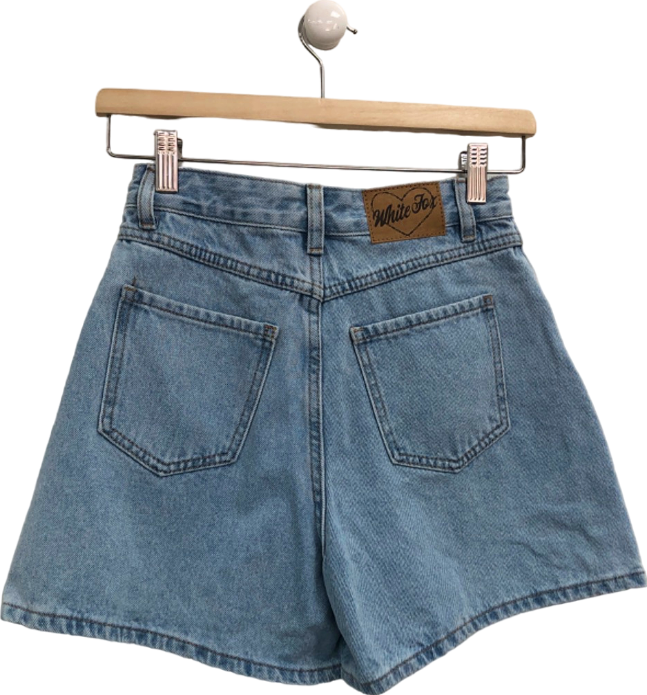 White Fox Blue Denim Shorts UK XS