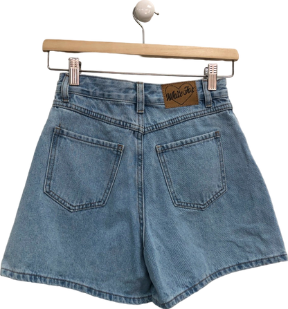 White Fox Blue Denim Shorts UK XS