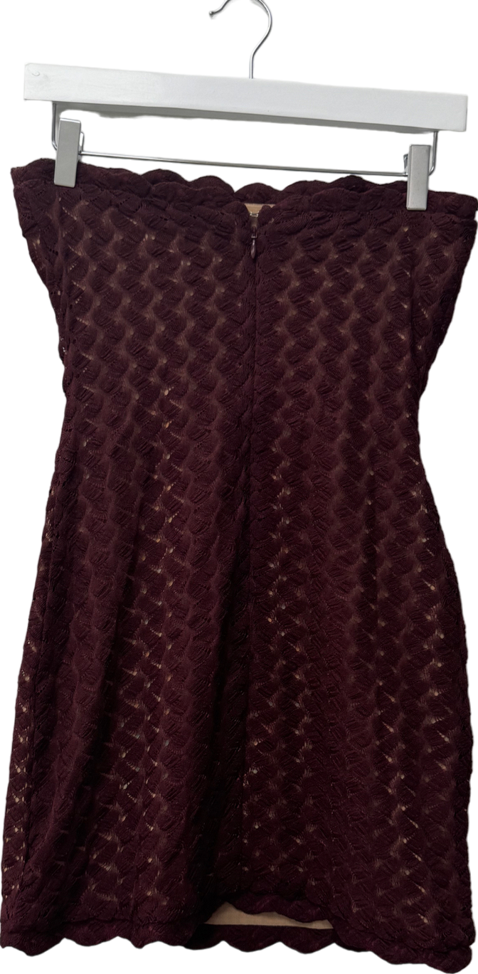 Meshki Red Lace Mini Dress - Plum UK S