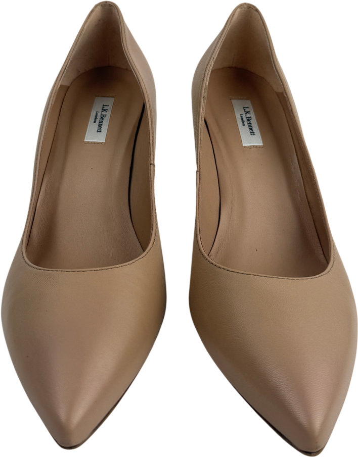 LK Bennett Nude Classic Fern Beige Leather Pointed Toe Courts UK 8 EU 41 👠