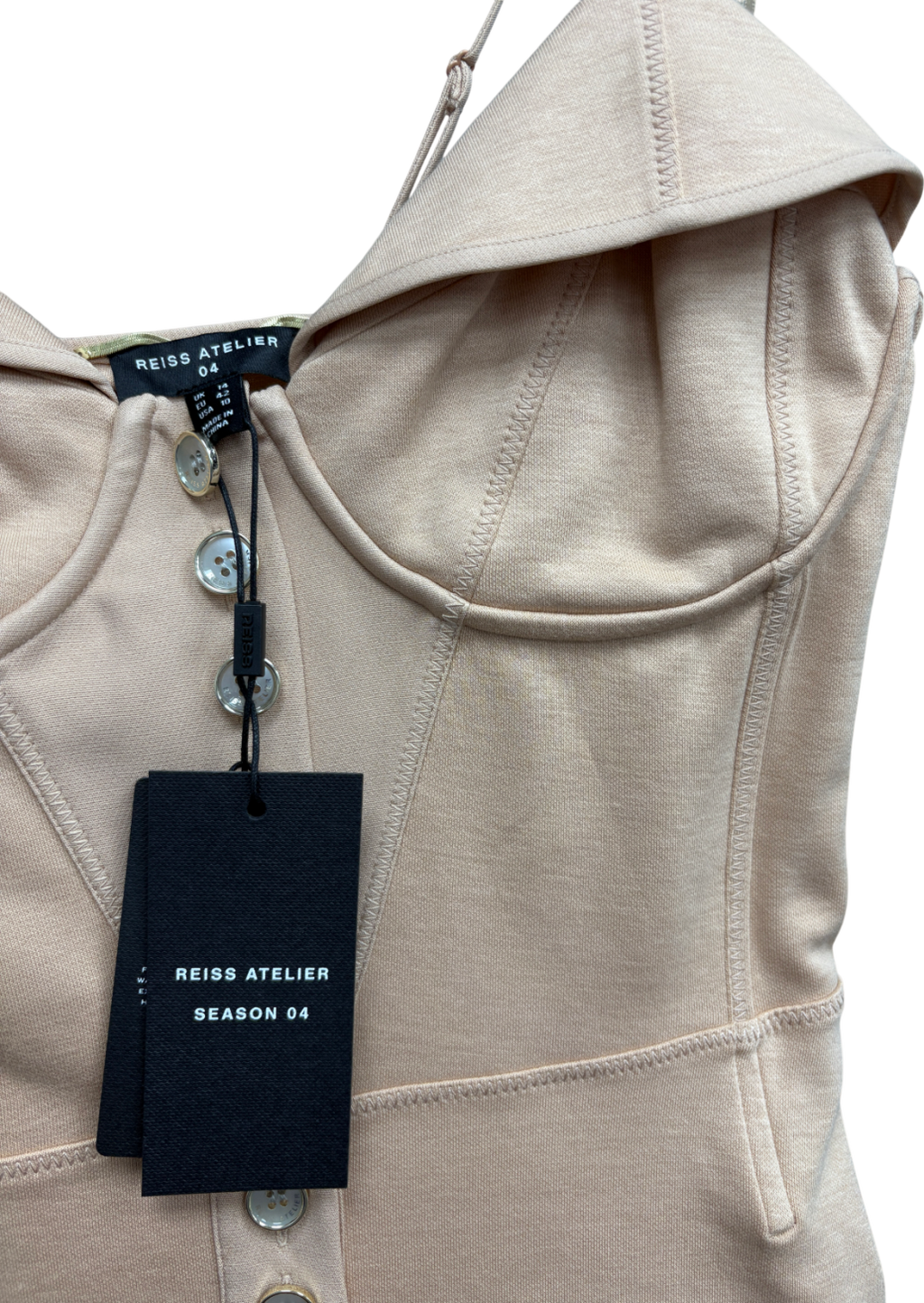 REISS Beige Atelier Picton Corset Top UK 14