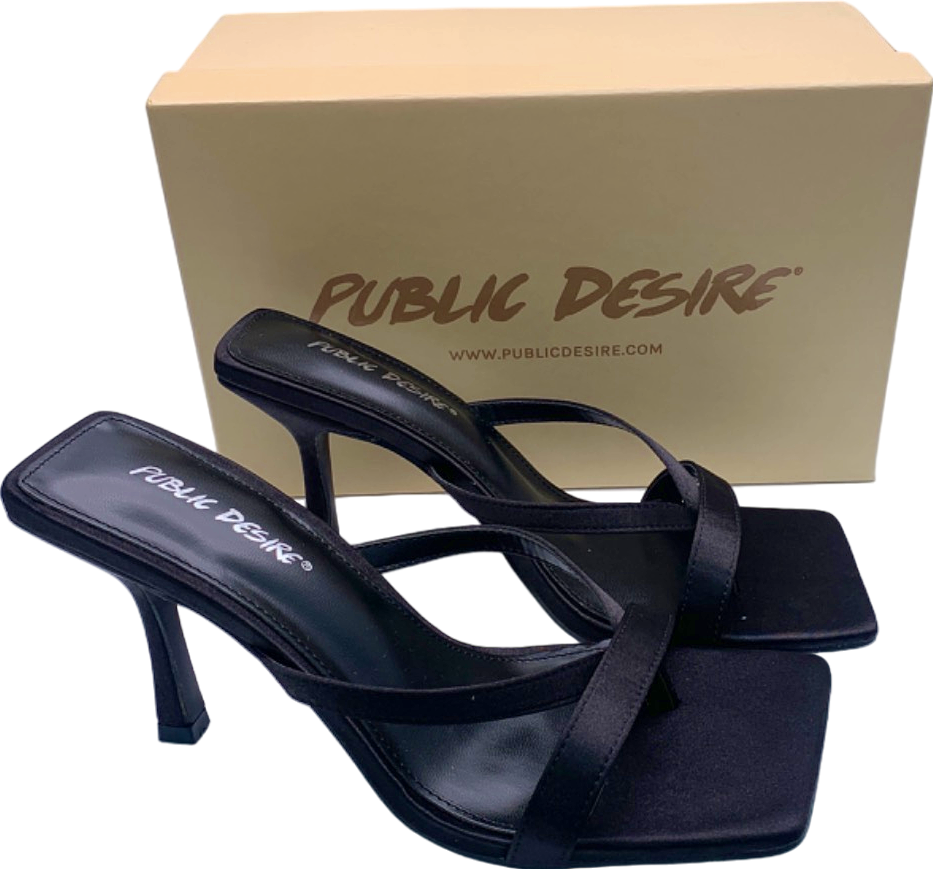 Public Desire Black Arwen Satin Heels UK 6