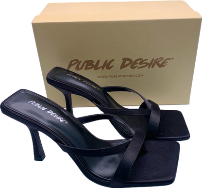 Public Desire Black Arwen Satin Heels UK 6