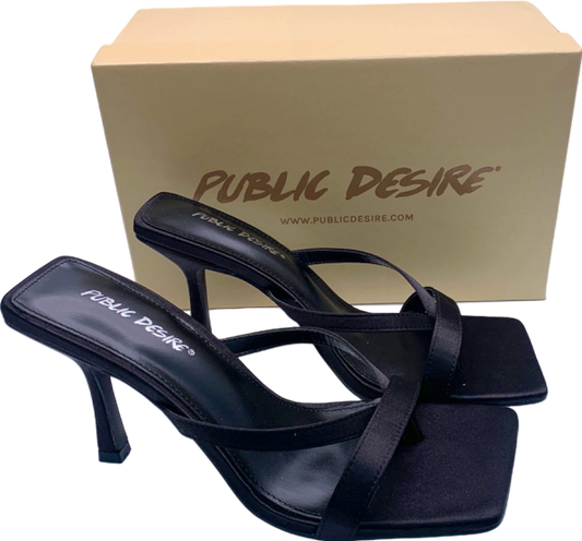 Public Desire Black Arwen Satin Heels UK 6