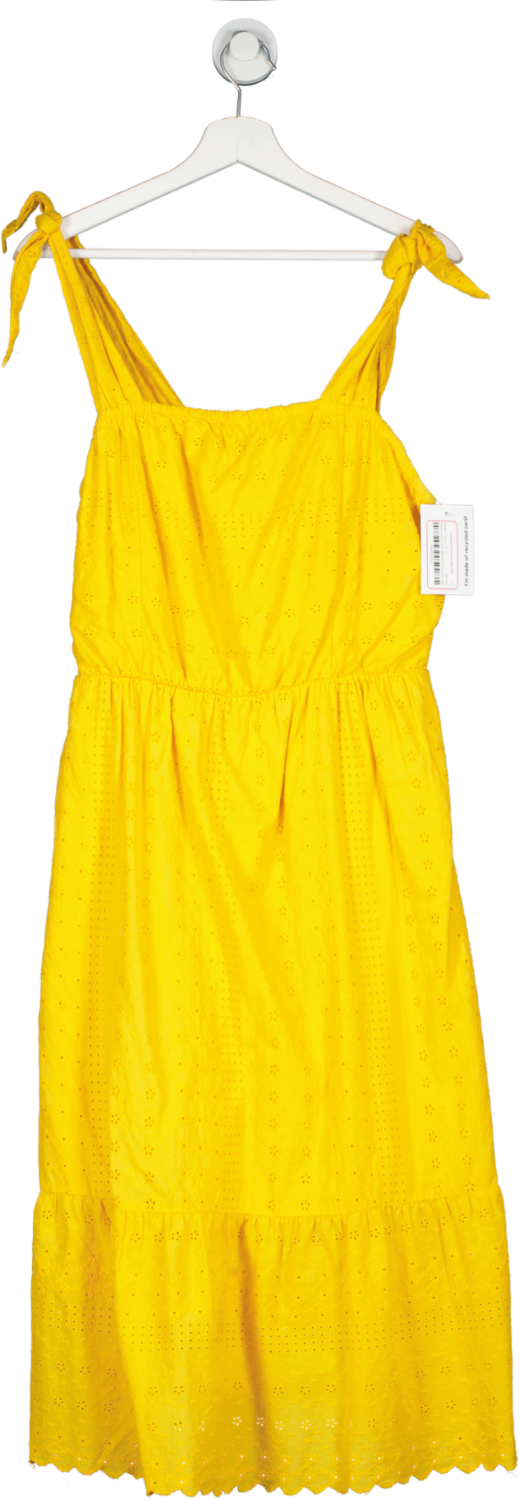 George Yellow Embroidered Sleeveless Midi Dress UK 14