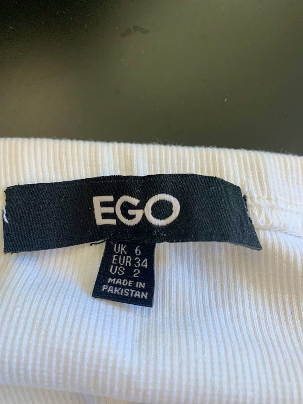 EGO White Ribbed Bodycon Dress UK 6