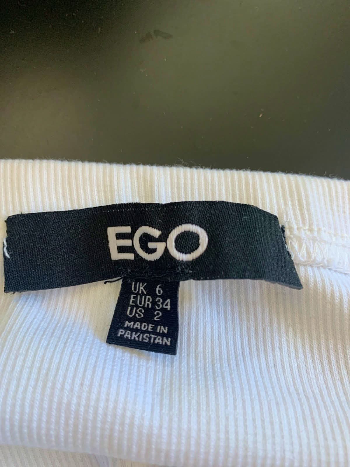 EGO White Ribbed Bodycon Dress UK 6