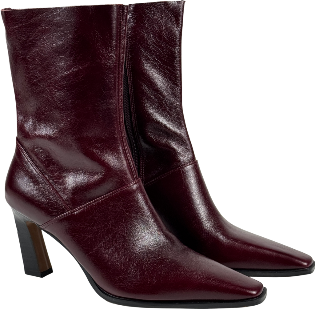 ASOS Estella Leather Chisel Toe Ankle Boots In Burgundy Red UK 7 EU 40 👠