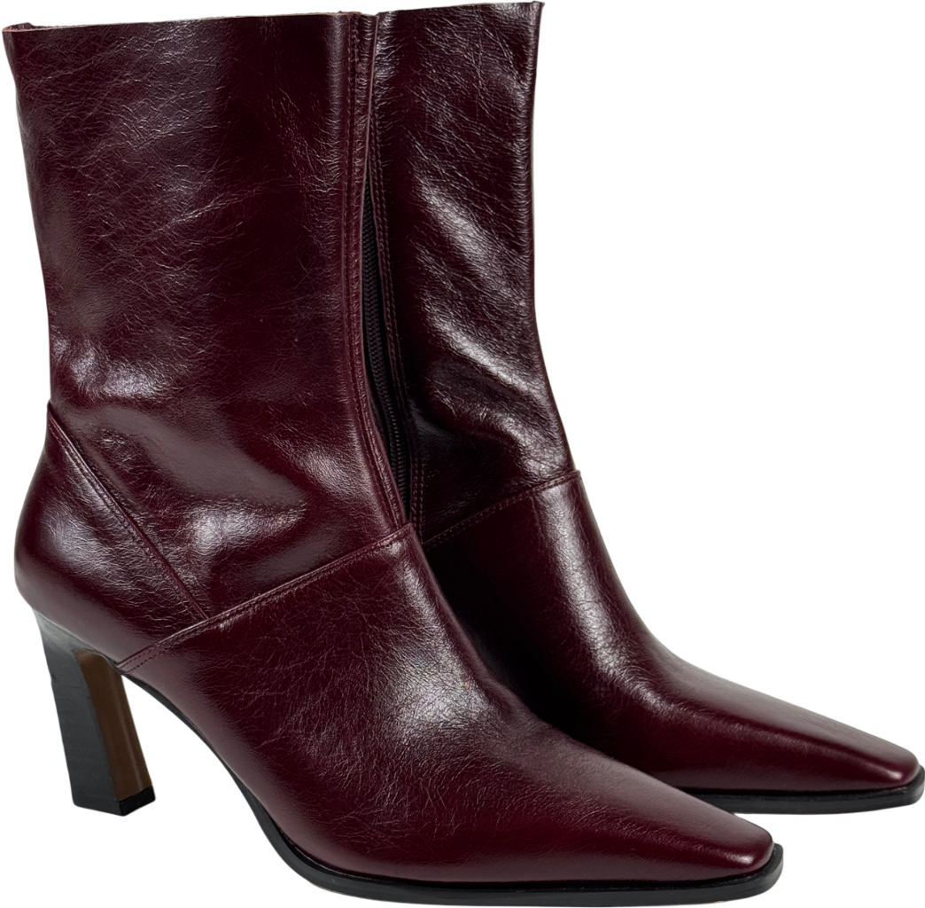 ASOS Estella Leather Chisel Toe Ankle Boots In Burgundy Red UK 7 EU 40 👠