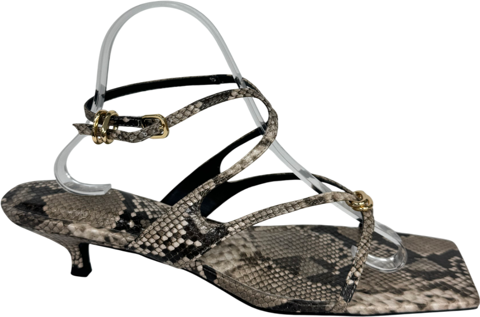 M&S Beige Snake Print Kitten Heel Slingback Shoes UK 8 EU 41 👠