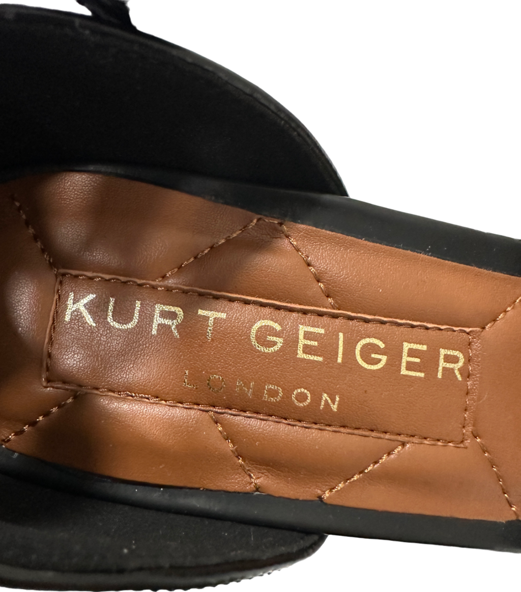 Kurt Geiger Black Embellished Platform Sandals Size UK 8