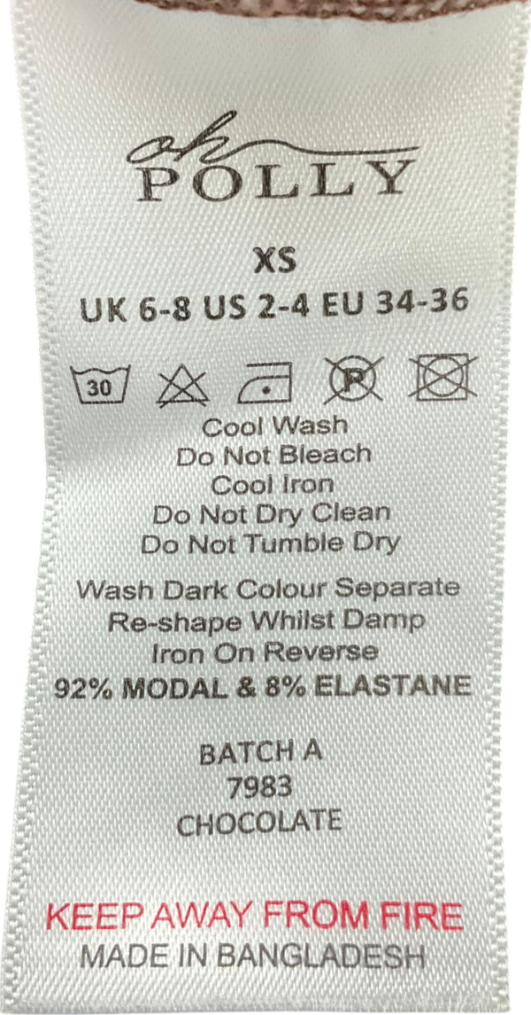 Oh Polly Brown Ribbed Modal Mid Rise Maxi Skirt In Chocolate & Top UK XS