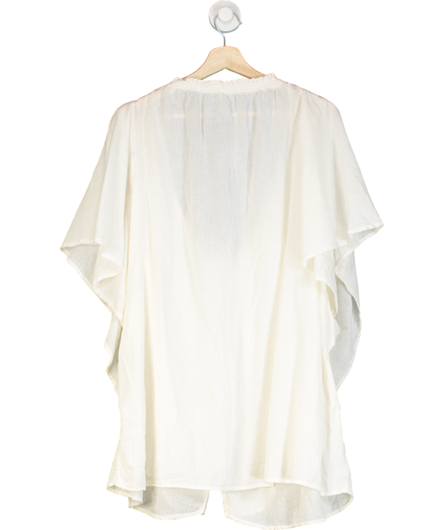 Free People White Ruched Detail Flowy Tunic Top UK XL