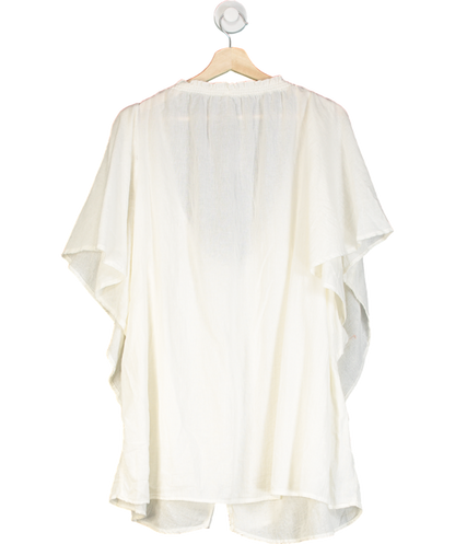 Free People White Ruched Detail Flowy Tunic Top UK XL