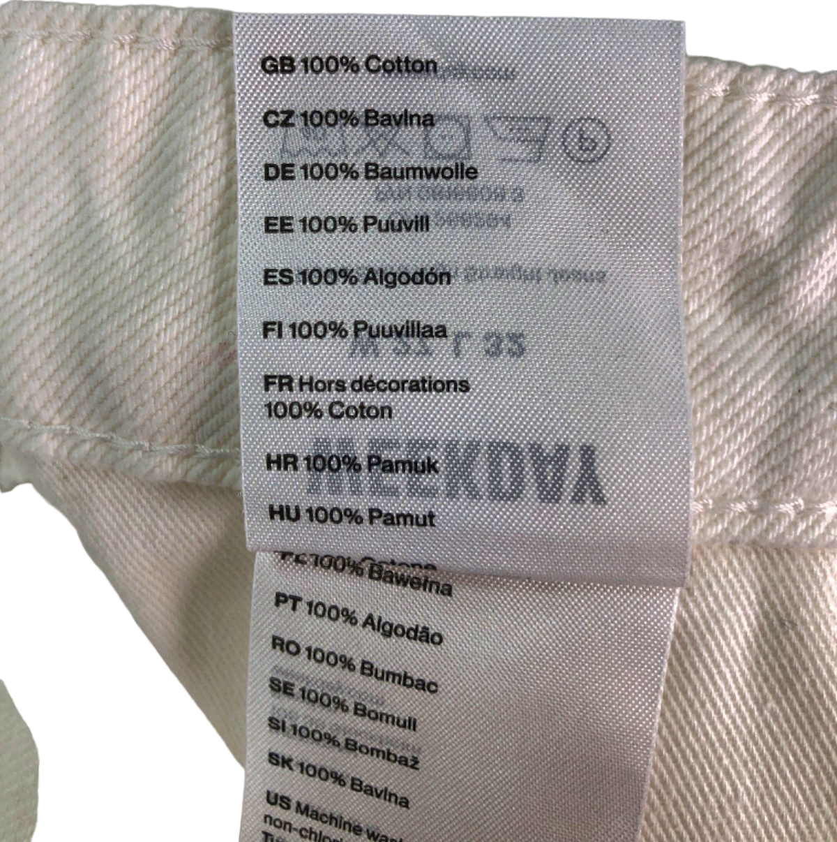 Weekday Ivory Extra High Straight Jeans UK W27 LENGTH 30"