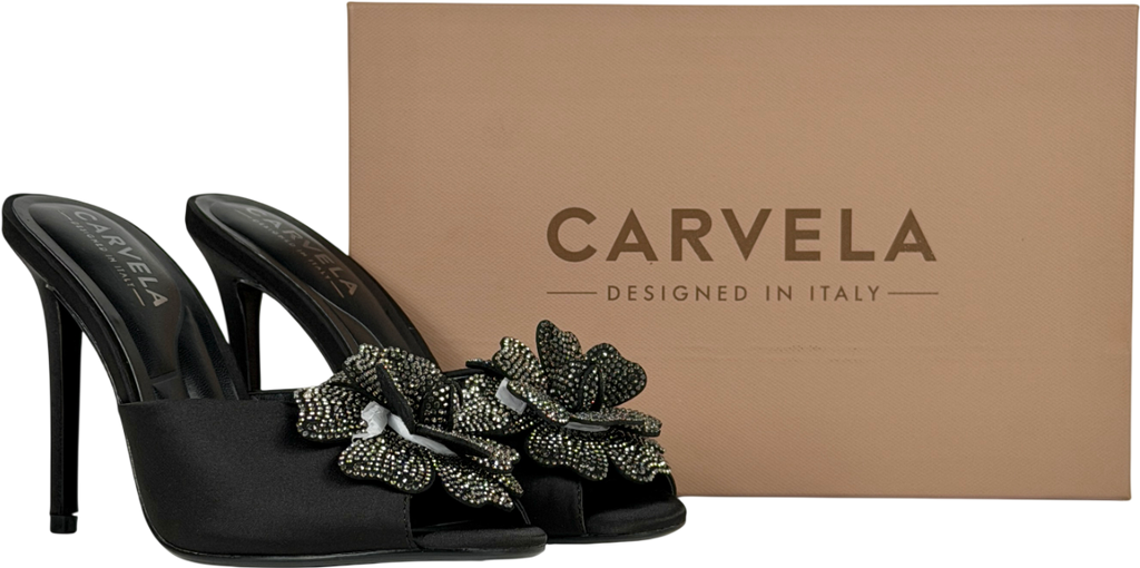 Carvela Black Fiore Mule Heel UK 6 EU 39 👠