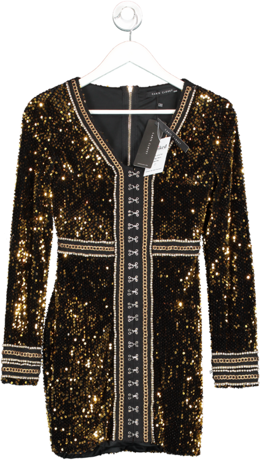 Cari's Closet Metallic embellished Sequin Mini Dress UK 6