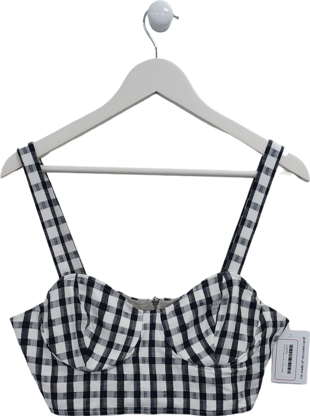 River Island White Gingham Bralette UK 14