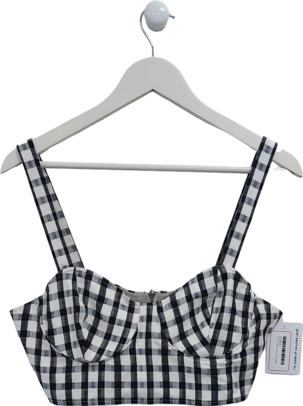 River Island White Gingham Bralette UK 14