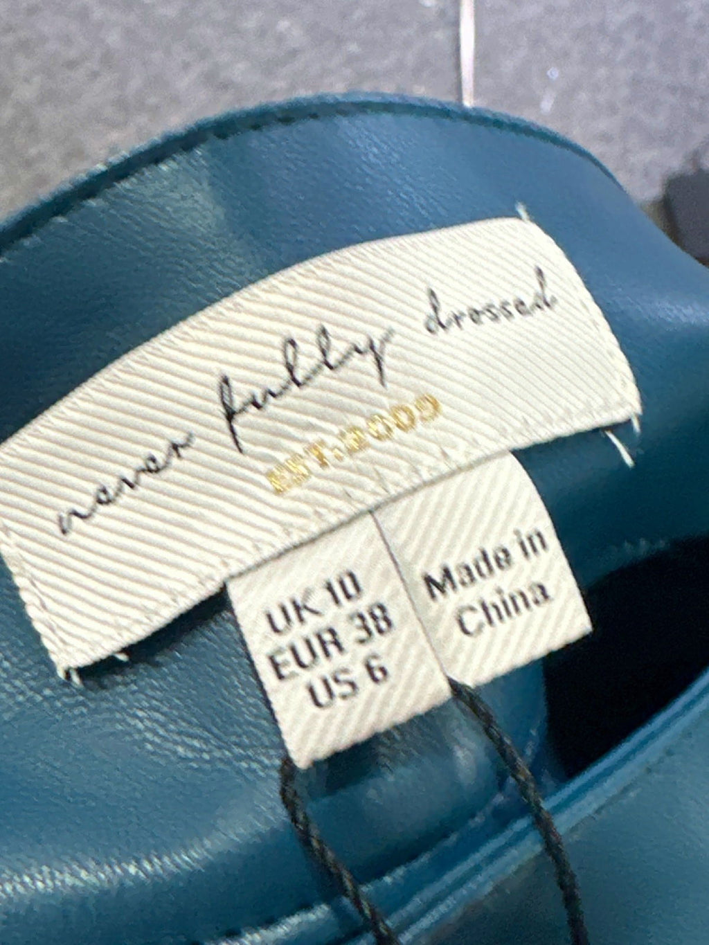 Never Fully Dressed Teal Vegan Leather Jaspre Skirt UK 10