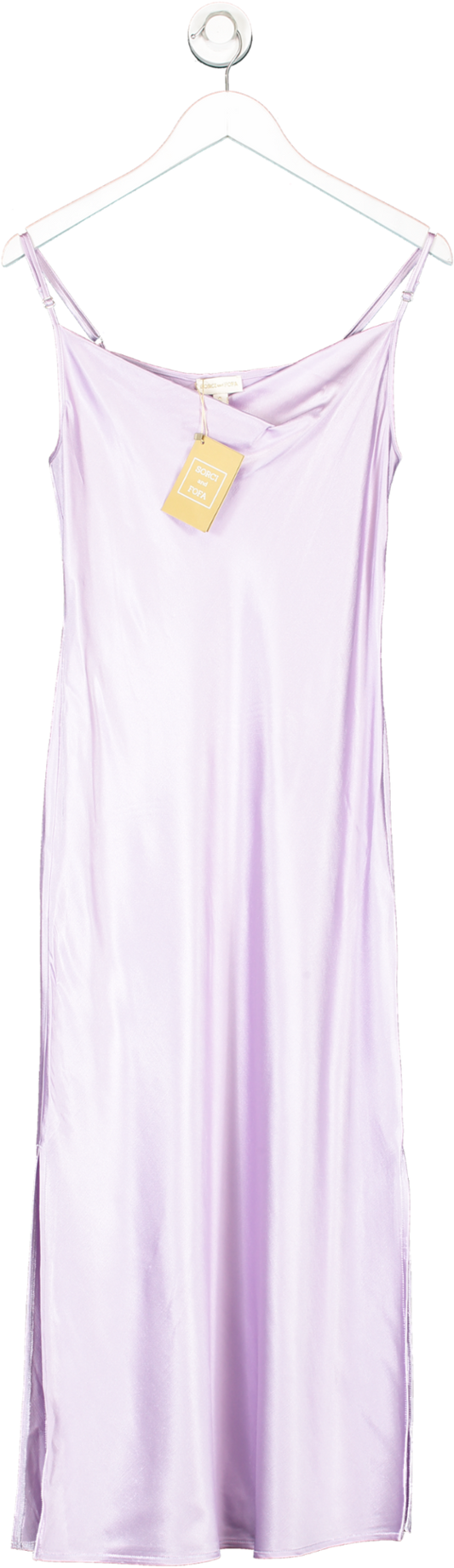 Sorci and Fofa Purple Cowl Neck, Slit Leg Midi Dress UK S