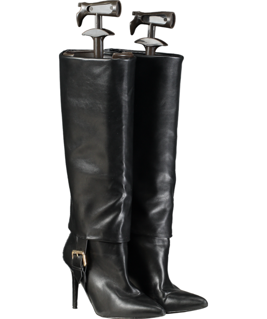 ASOS Black Faux Leather Buckle Detail Boots UK 4 EU 37 👠