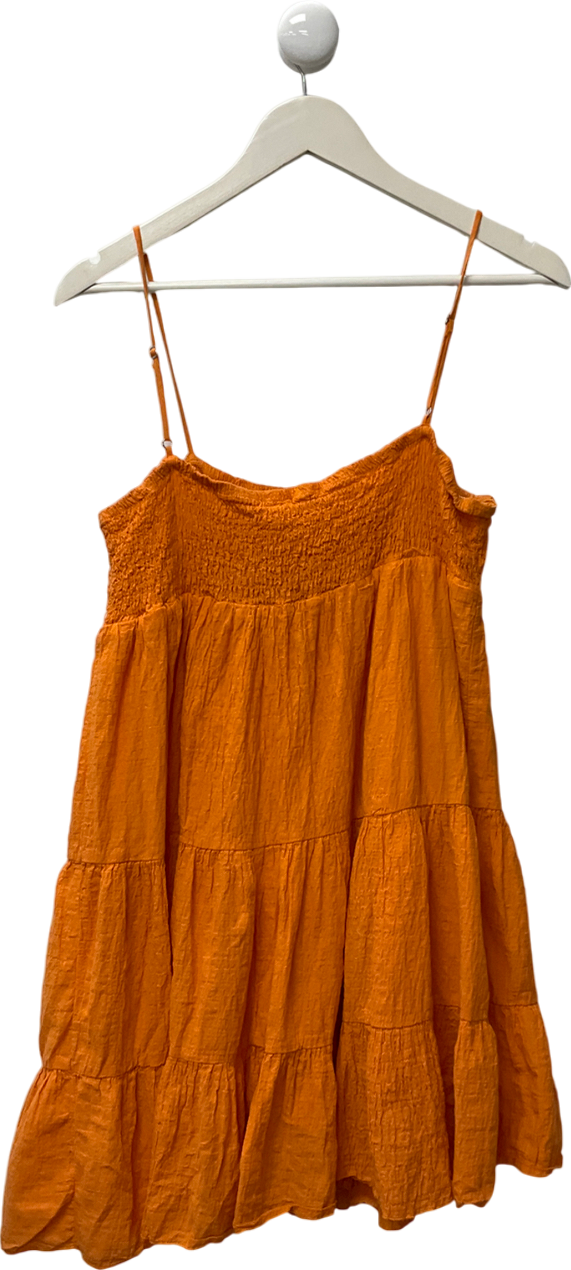 ZARA Orange Textured Strappy Mini Dress UK L