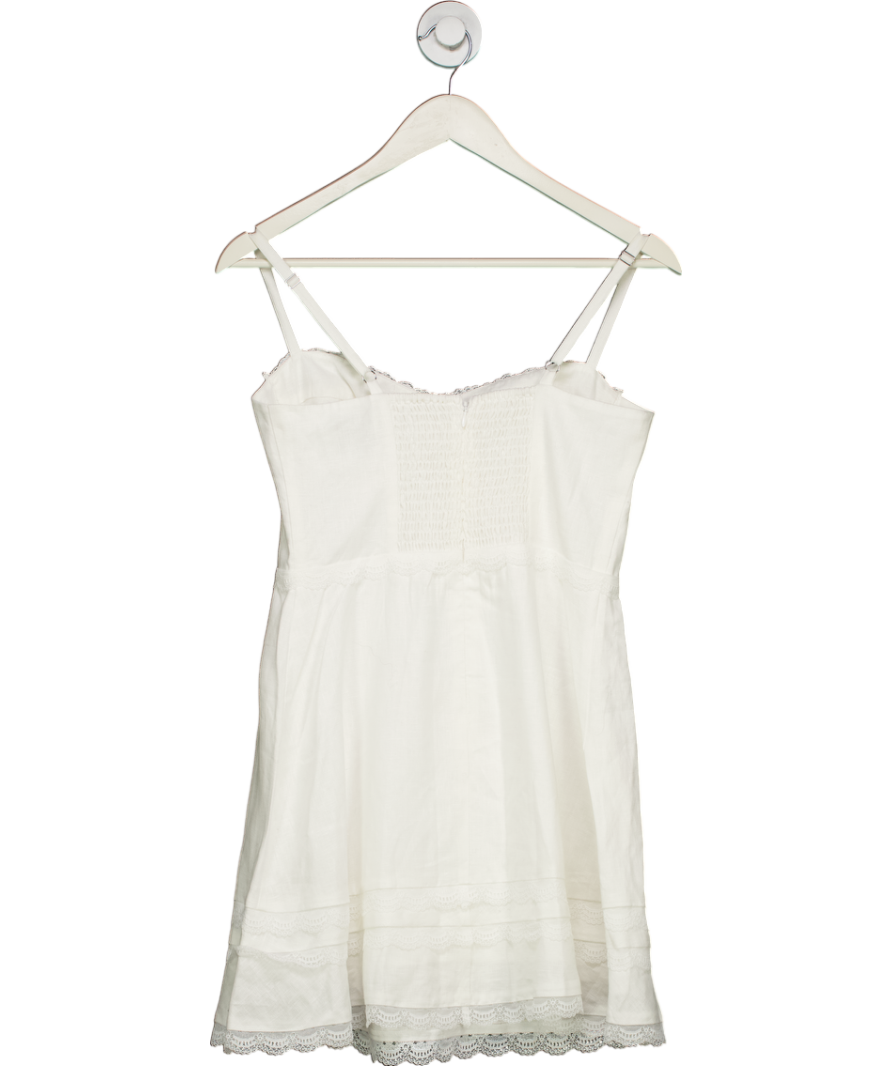 Reformation White Arya Linen Mini Dress UK 4