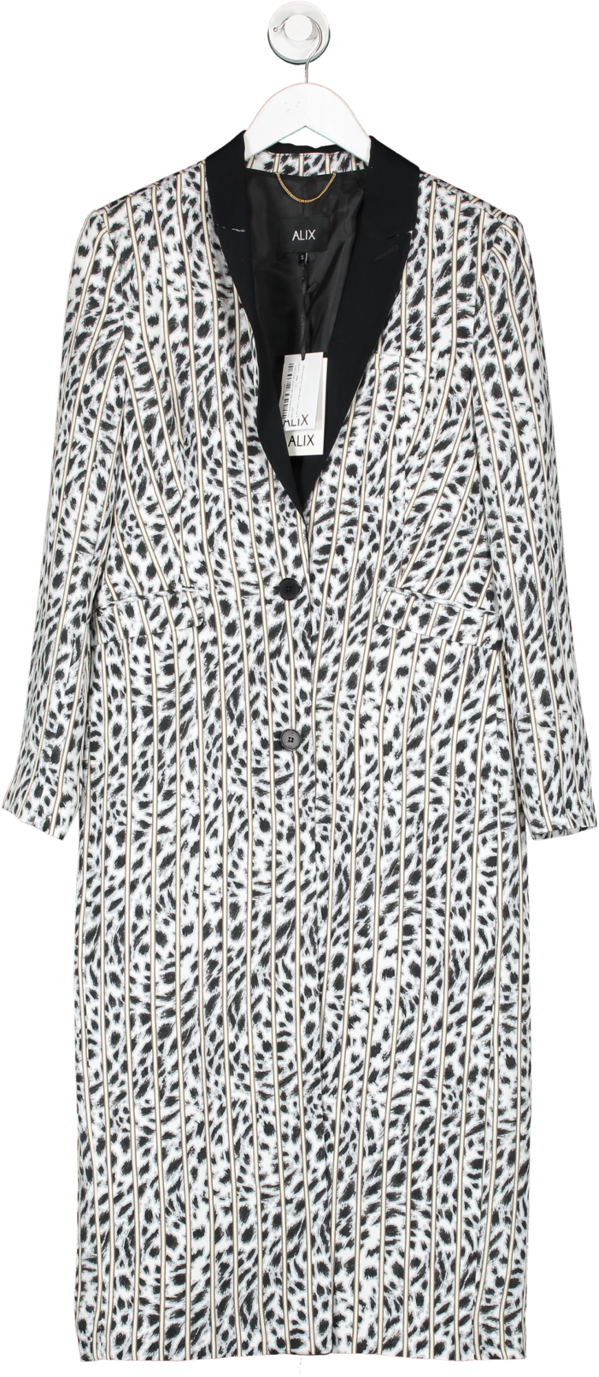 Alix NYC White Animal Print Longline Blazer / Duster Coat UK S