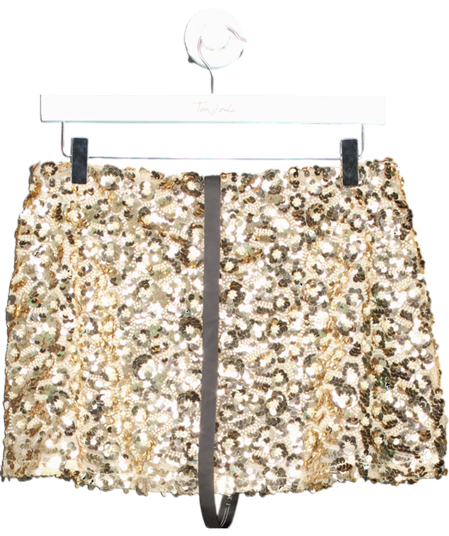 White Fox Metallic Stepping Out In Style Sequin Mini Skirt UK L