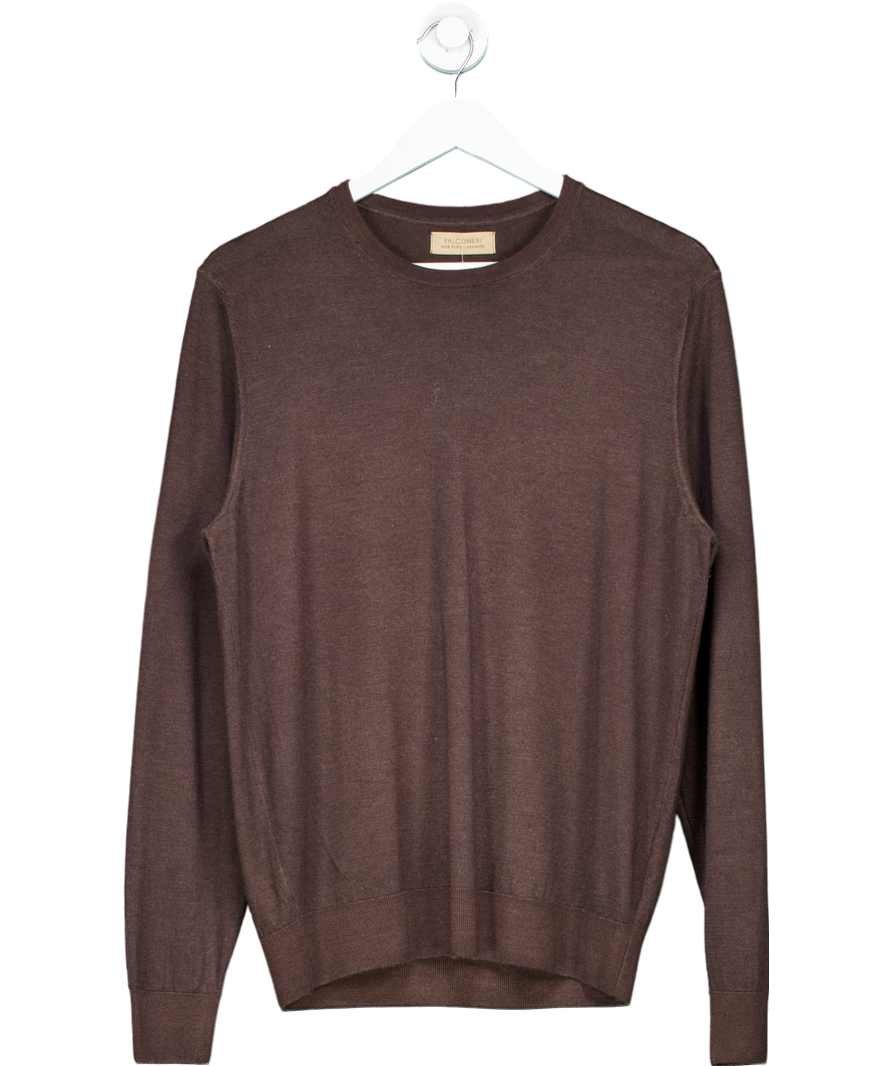 falconeri Chocolate Round-neck Ultrafine Cashmere Jumper UK M