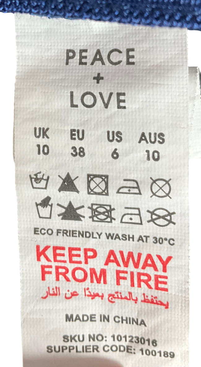 peace + love Blue Corset Style Bodysuit UK 10