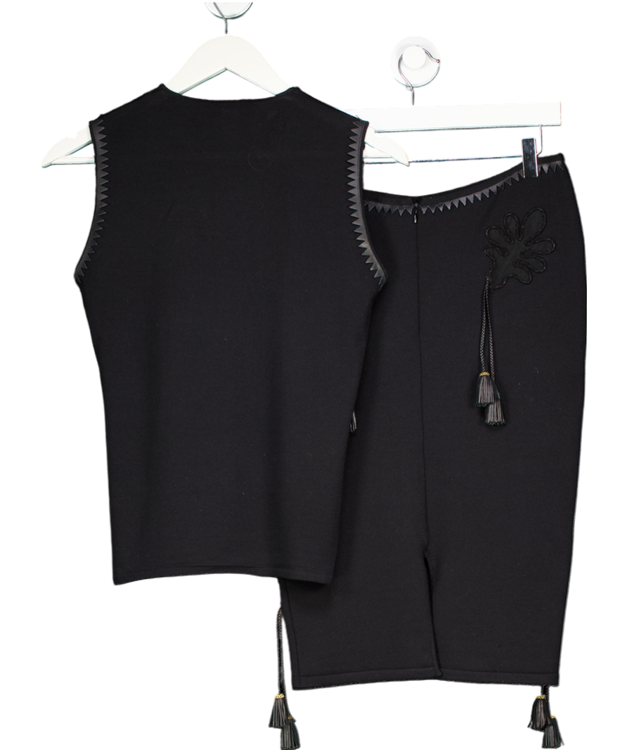 Gianni Versace Black Knitted Leather Trim Sleeveless Top And Skirt Set It40 UK 8