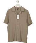 REISS Ackling Cotton Textured Cuban-collar Shirt In Mink Brown UK S