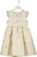 RACHEL RILEY Cream Girls Gold Star Jacquard Dress 8 Years