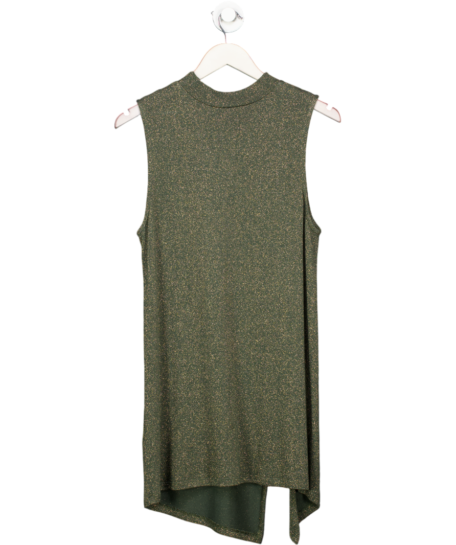 Next Green Sleeveless Gold Knit Longline Top UK 14